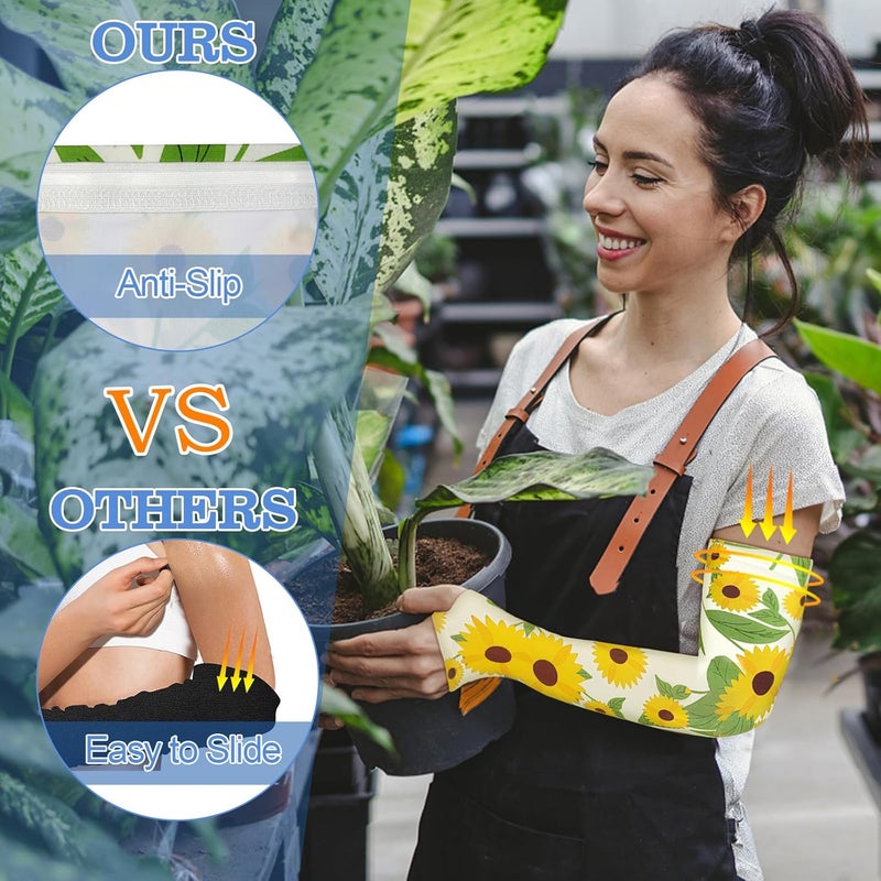 Mukum 4 Pairs Gardening Sleeves Anti-Slip Arm Protection with Thumb Hole Sun Sleeve Cooling Arm Sleeves for Women Men Outdoor - Image 2